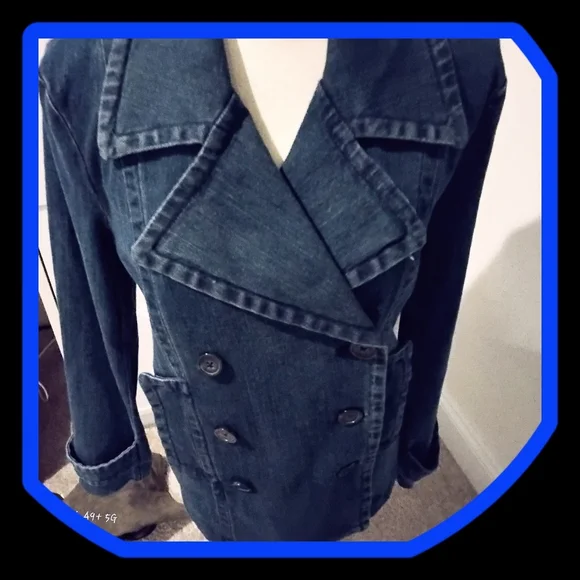 Michael Kors Blue Denim Double Collar/ Breasted Button Down Jacket NWOT - Picture 11 of 11